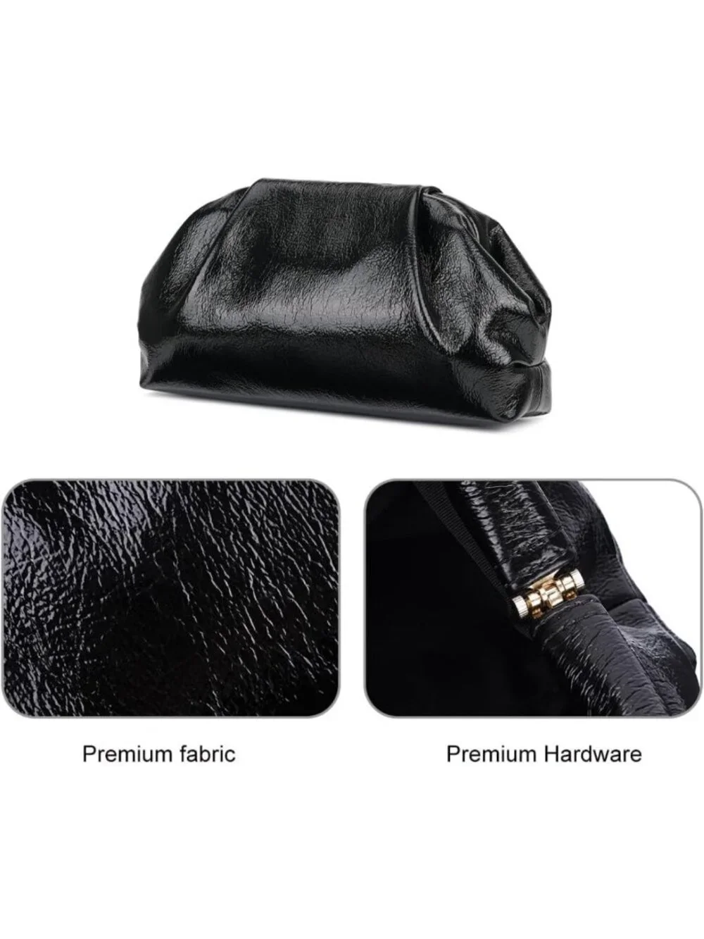 Chic Metallic Leather Ruched Clutch Bag - Elegant Evening Purse for Weddings
